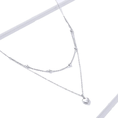 925 Sterling Silver Romantic Heart Pendant Necklace for Women Gold Double Layer Choker Female Fine Jewelry Anniversary