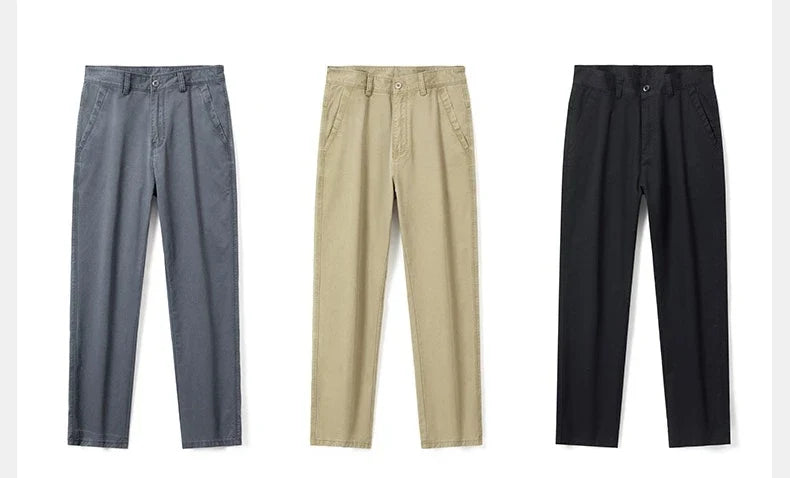 100% Cotton Straight Casual Pants Men's New Cargo Pocket Fashion Brand Comfortable High Quality Business Male Pants
