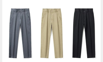 100% Cotton Straight Casual Pants Men's New Cargo Pocket Fashion Brand Comfortable High Quality Business Male Pants