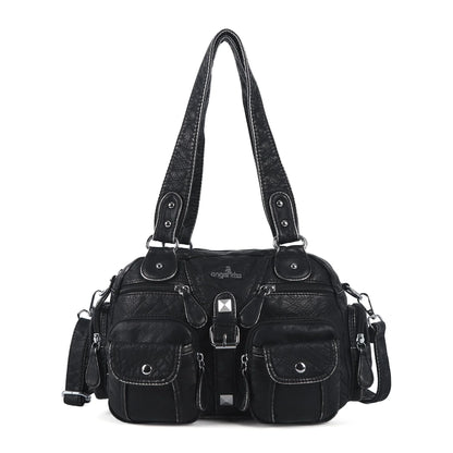 Vintage Bag Women Small Handbags Satchel Top-handle Handbag PU Shoulder Bag Dumpling Pack Multi-pockets Shoulder Bags