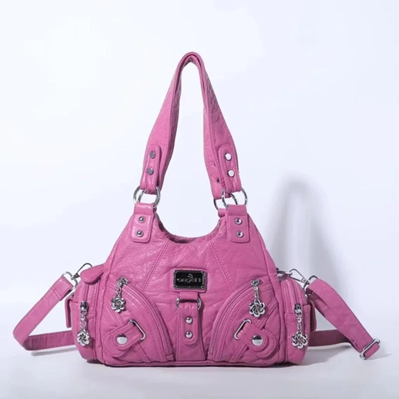 Vintage Women Handbags Soft Bag Small Top-handle Purse Fashion Satchel Multi-Pockets Shoulder Bag Hobos Phone Pack Tote Bag