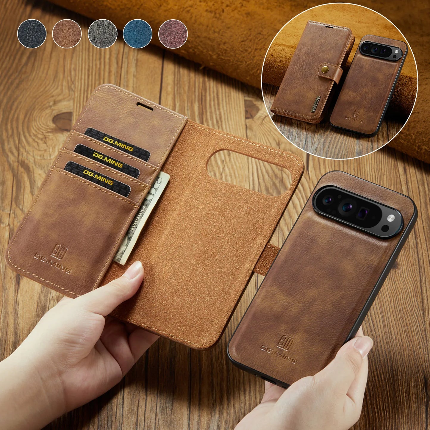 For Google Pixel 6 7 8 9 10 Pro XL/Pixel 5A 6A 7A 8A 9A Magnetic Detachable Cover 2in1 Flip Leather Wallet Phone Case