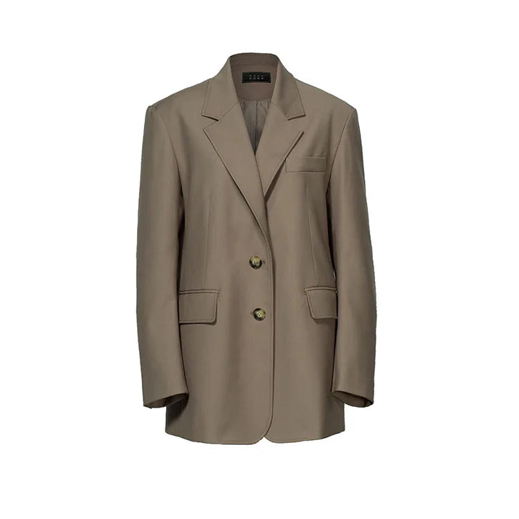 The Ultimate Store Hit~ Women's Mid-Length Oversized Blazer with Shoulder Pads for Petite Figures, Casual Suit Jacket