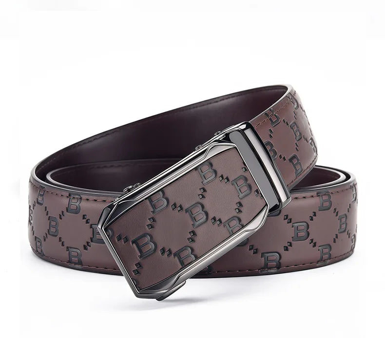 Fashion Designer Belt Men Automatic Buckle Belt Genuine Leather Belt Personalised Printed Strap Casual Business Men's Belt
