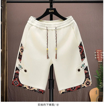 2025 Trendy Summer Embroidery Shorts Men Streetwear Hip Hop Straight Leg Short Pants Casual Sports Five-Point Pants male