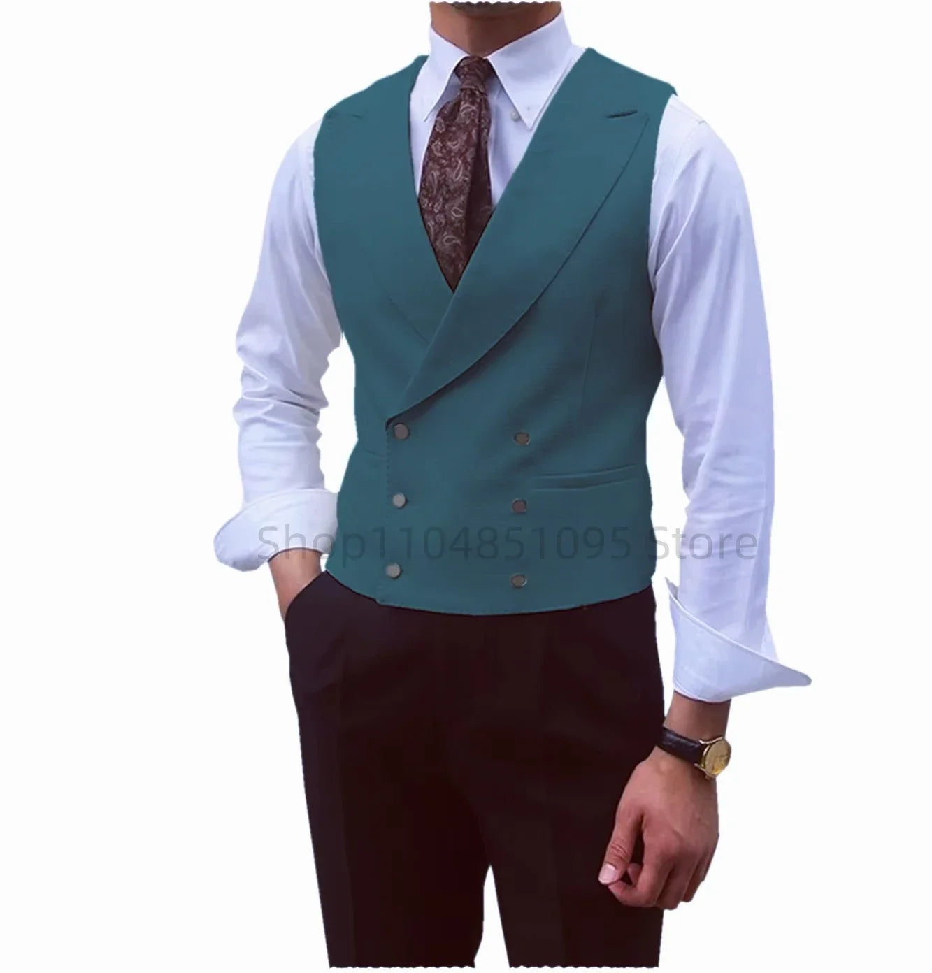 Fashion Solid Vests for Men Casual Style Sleeveless Male Fashion Waistcoat 1 Piece Slim Fit Beach Prom Party Suits Vest