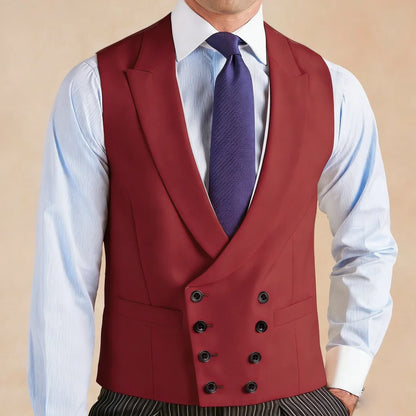 Men Vest White With Lapel Solid Double Breasted Waistcoat For Wedding Banquet Business Work Office Casual Daily Men Suit Vest