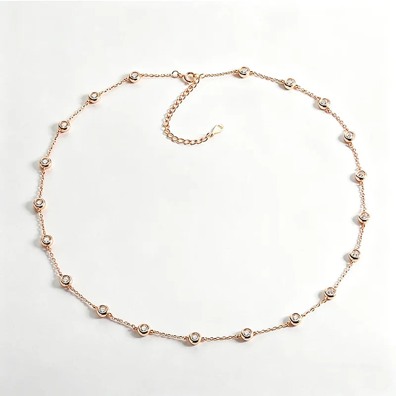 18k Plated Marquise Cut Moissanite Tennis Necklace for Women Choker Lab Diamond D Color Chain 925 Sterling Silver Jewelry