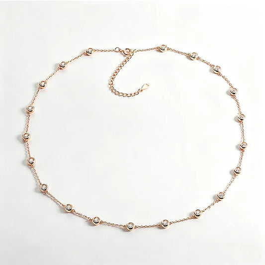 18k Plated Marquise Cut Moissanite Tennis Necklace for Women Choker Lab Diamond D Color Chain 925 Sterling Silver Jewelry