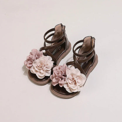 Girls' Sandals 2026 Summer New Children's Flower Princess Shoes Soft Sole Anti Slip Baby Girls' Roman Sandals