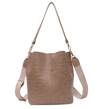Women Bag Vintage Crocodile Pattern Crossbody Bags for Women PU Leather Trend Designer Shoulder Handbags Large Capacity Bucket