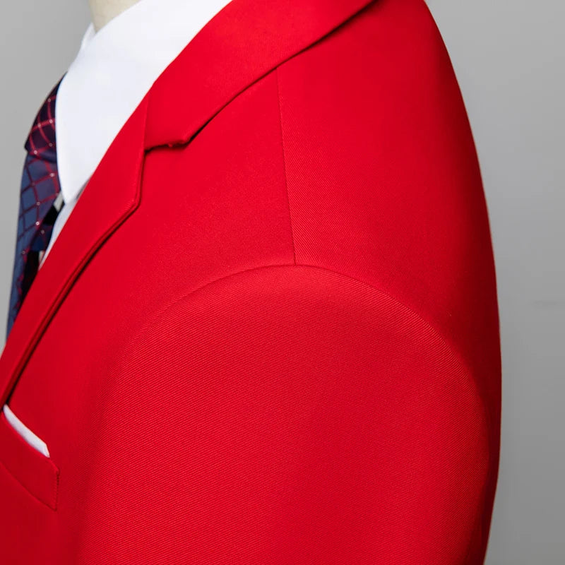 2026 New Men's Suit 3-Piece, Wedding Party Dress Jacket Vest Trousers, Fashion Slim Fit Blazer Waistcoat Pants Red Blue Green