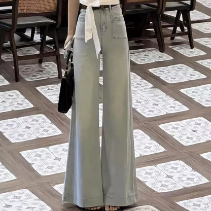 Light Wa Wide Leg Oversized Jeans Women's Small Size Loose Slimming Lazy Versatile Drapey Flared Floor-Length Trendy Pants