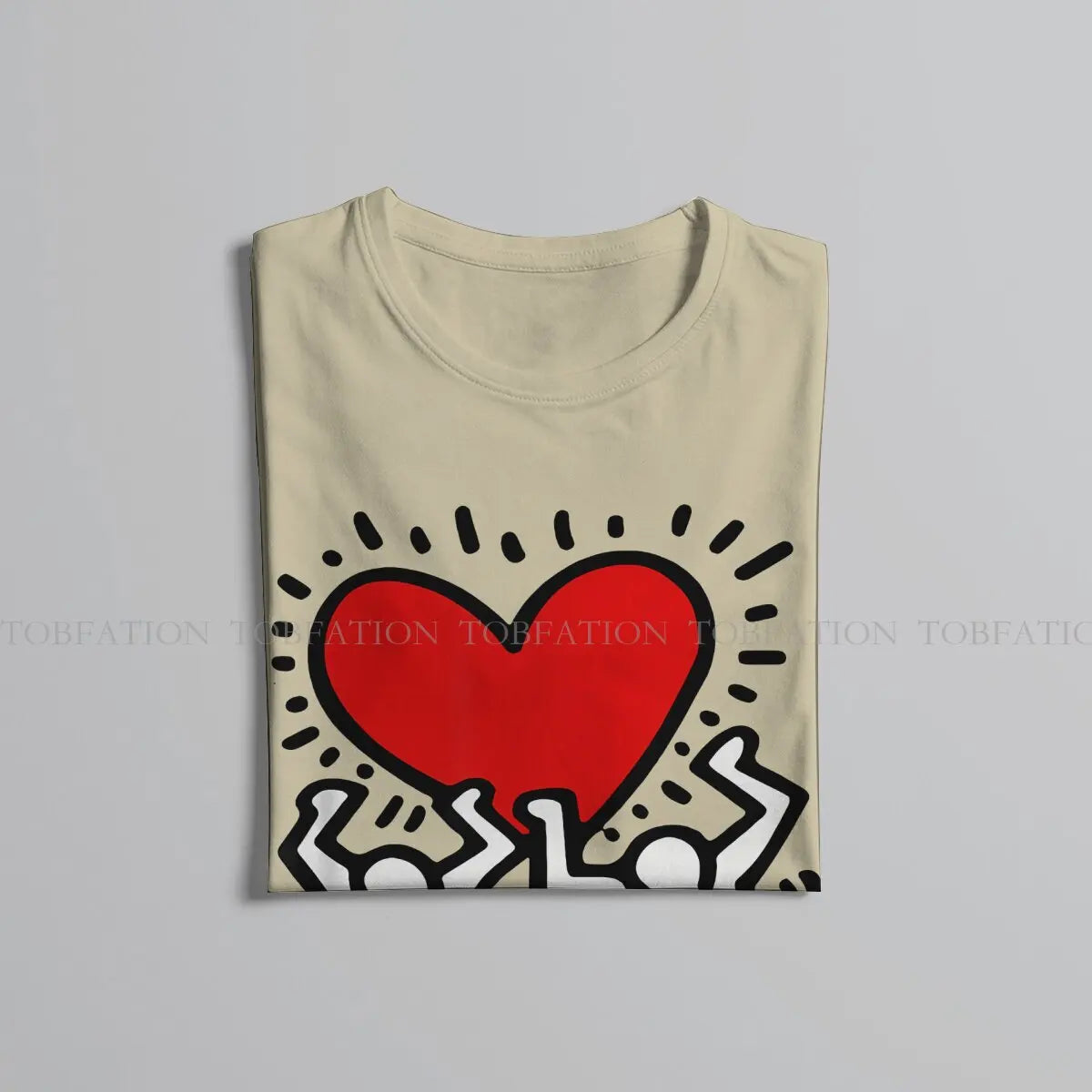 Haring Geometric Graffiti Heart Retro T Shirt Punk Men's Tees Summer Cotton Clothing Harajuku O-Neck TShirt