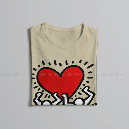 Haring Geometric Graffiti Heart Retro T Shirt Punk Men's Tees Summer Cotton Clothing Harajuku O-Neck TShirt
