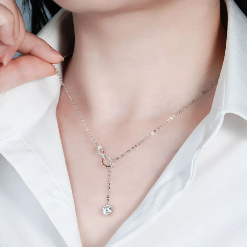 Certified Moissanite Heart Infinite Pendant Necklace Chain for Women S925 Sterling Silver Necklaces Fine Jewelry Gifts