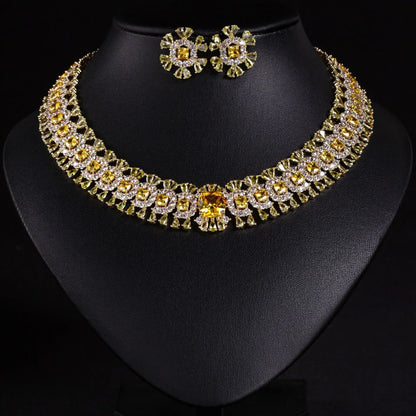 Pop Hot Stereo Jewelry Oil Painting Necklace Earrings Premium Multi-Color 2-Piece Wedding Travel Women's Holiday Gift M-1000