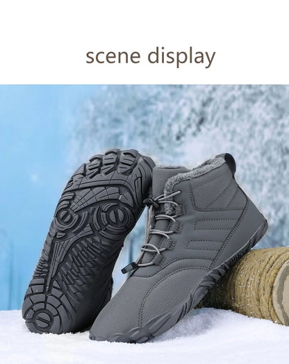 Snow Boots Men Winter Shoes Barefoot Ankle Boots 36-46 Couple Snow Shoes Outdoor Hiking Shoes Fur Warm Plush Boots