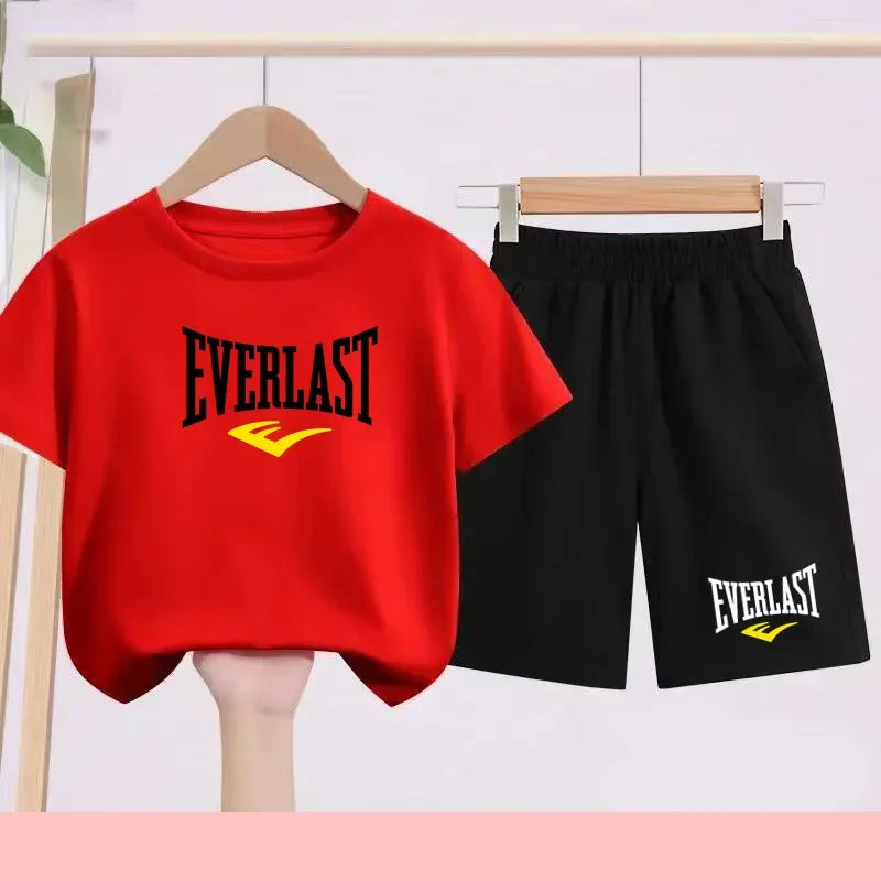 T-shirt d'été pour garçons et filles, manches courtes sportives pour enfants de 7 à 13 ans, pantalons à caractères, confortables