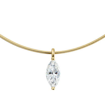 3CT 7*14MM Marquise Cut Moissanite Necklace for Women Solitaire Pendant Sparkling Chain Lab Diamond Pure 925 Jewelry