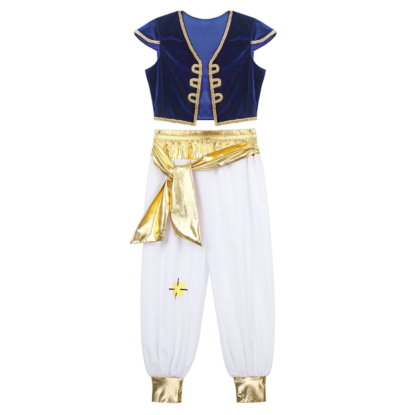 Boys Mythical Prince Arabian Carnival Cosplay Outfit Halloween Party Arabian Prince Role Play Waistcoat Vest Top+Belted Pants
