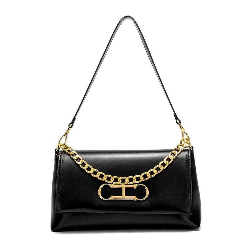 Women's Handbag New Black Minimally Designed Commuter Magnetic Flip up Stick Bag