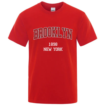 Brooklyn 1898 New York City Letter Prints T Shirt Men Creativity Tee Clothes T-Shirts Loose Summer Tshirt Cotton Breathable Tops