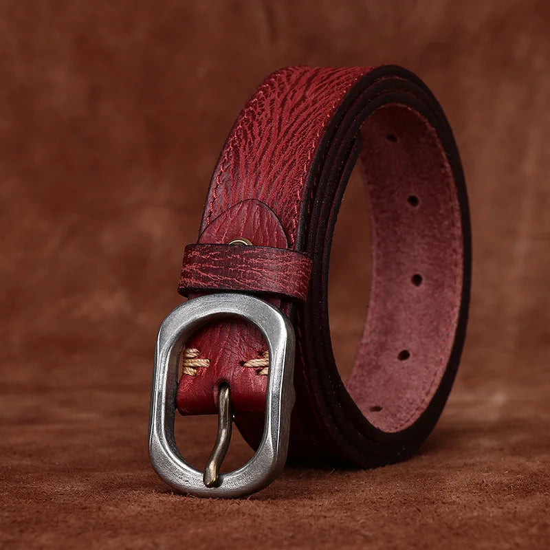 3.0CM Ladies Pure Cowhide High Quality Genuine Leather Belts for Women Needle Buckle Jeans Cowboy Waist Belt Luxury Designer