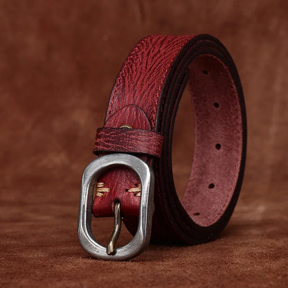 3.0CM Ladies Pure Cowhide High Quality Genuine Leather Belts for Women Needle Buckle Jeans Cowboy Waist Belt Luxury Designer