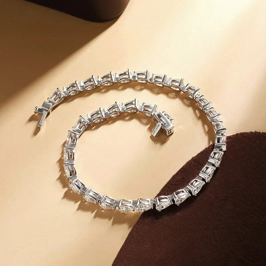 Bracelet de tennis en moissanite taille poire 3*5mm, couleur D, pour femmes et hommes, en argent sterling 925, chaîne de main en forme de goutte d'eau, bijoux fins