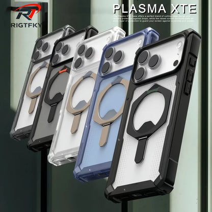 Plasma Kickstand Phone Case For Iphone 17 Pro Max Air 16 15 14 13 12 Shockproof Armor Magnetic MagSafe Stand Protective Cover