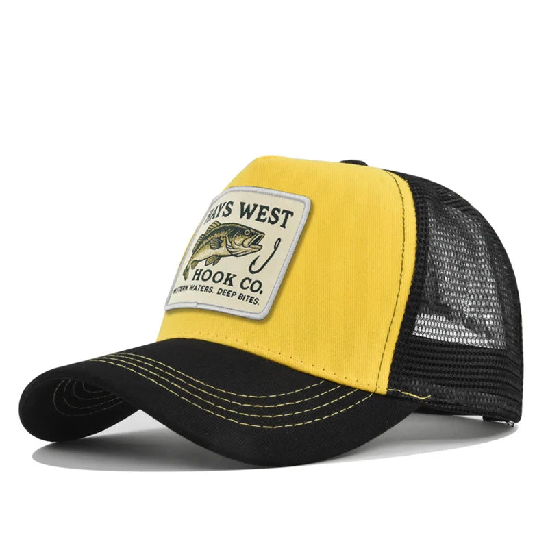 High Quality Fishing Embroidery Baseball Cap for Men Women Outdoor Fishing Snapback Mesh Hat Breathable Sunshade Dad Trucker Hat