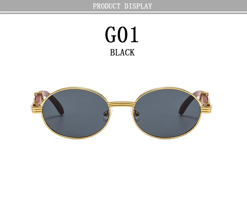 Oval Sunglasses Women 2024 Trendy Designer Wooden Sunglasses Men Luxury Fashion Glasses Vintage Lentes De Sol Mujer Zonnebril