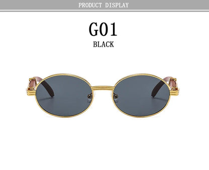 Oval Sunglasses Women 2024 Trendy Designer Wooden Sunglasses Men Luxury Fashion Glasses Vintage Lentes De Sol Mujer Zonnebril