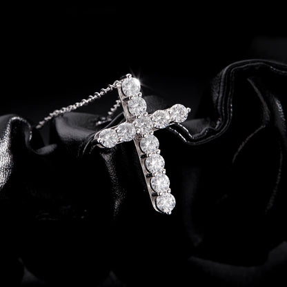 D Color Moissanite Necklace 925 Sterling Silver Exquisite Cross Link Chain Pendant Necklace For Women Fine Jewelry Gift