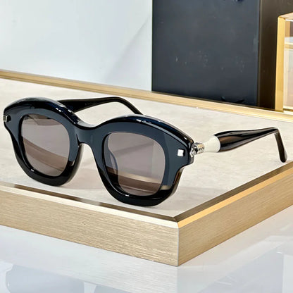 Handmade Sunglasses Men Women Thick Acetate Germany Trendy Luxury Brand Square Design Classical Cat Eye UV400with Case