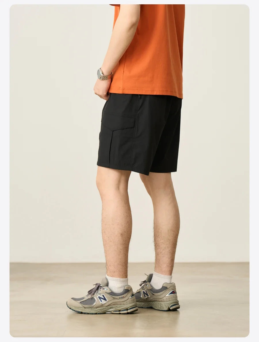 2026 Summer New Oversize 145gsm Elastic Quick Dry Fabric Shorts Men Elastic Wait Cargo Outdoor Shorts