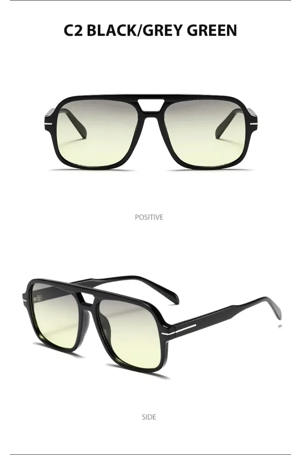 Double Bridge Square Aviator Sunglasses - UV400 Vintage Pilot Style, Retro Classic Sun Glasses for Men Women Unisex