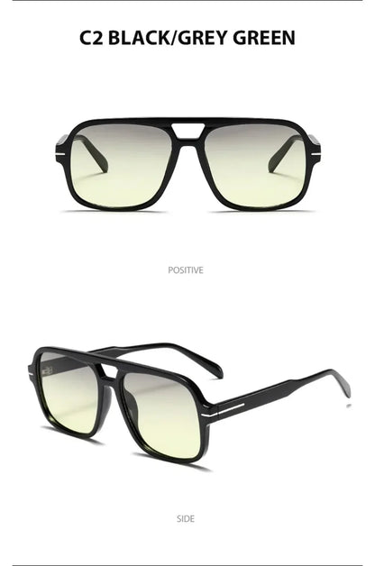 Double Bridge Square Aviator Sunglasses - UV400 Vintage Pilot Style, Retro Classic Sun Glasses for Men Women Unisex