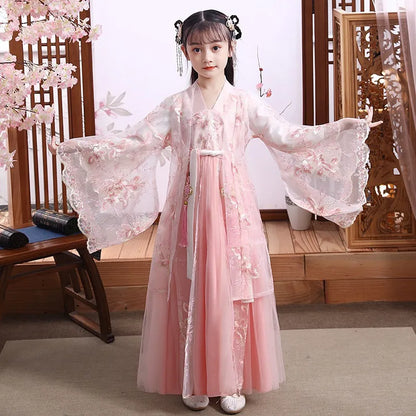 Girl Modern Hanfu Chinese Style Dress Halloween Fairy Kids Clothes Vestidos Traditional Cosplay Children Costume Girls Dresses