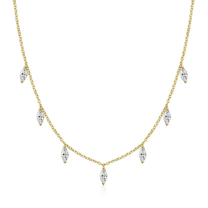 3*6mm 0.3ct Marquise Cut Moissanite Necklace with GRA s925 Sterling Silver Chain Dainty Stacking Necklaces for Women