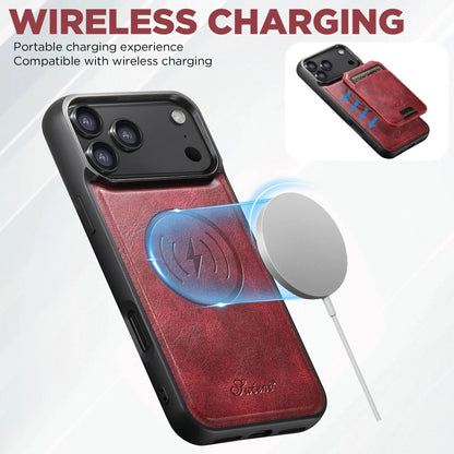 لجراب iPhone 17 Air/16E/15/14/12/13 Promax Plus اثنين في واحد، تغطية كاملة من مادة TPU مع حامل بطاقات وإدخال بطاقة مغناطيسية وجراب جلد