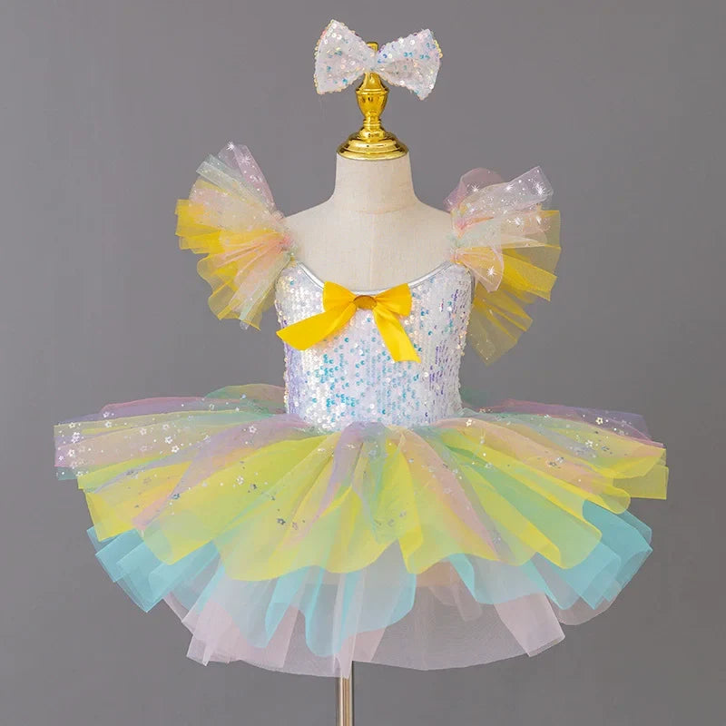 Children's Day Dance Dress Girl Ballet Princess Summer Dresses Girls Ballet Sequins Outfit Kids Clothes Vestidos Birthday Gift