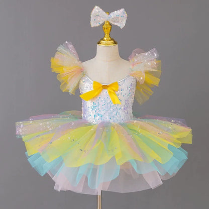 Children's Day Dance Dress Girl Ballet Princess Summer Dresses Girls Ballet Sequins Outfit Kids Clothes Vestidos Birthday Gift