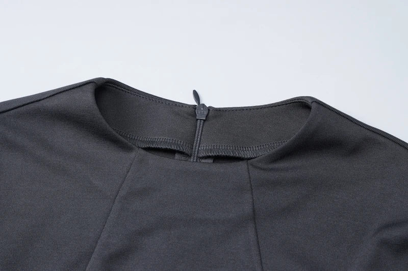 Long Sleeves Zipper Bodycon Mini Dress With Pocket Solid Elegant Outfit Office Streetwear Women’S Autumn Winter Clothes