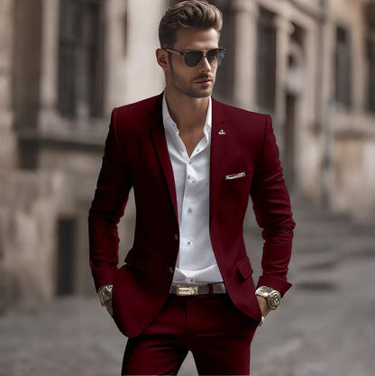 Summer White Men Suits Two Piece Fashion Notch Lapel Single Breasted Suit Slim Fit Elegant Smart Casual Groom Wedding Tuxedo