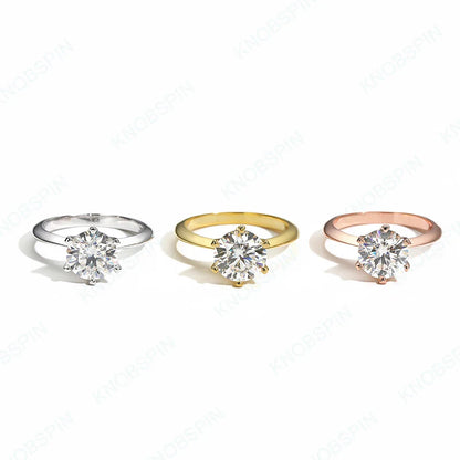 D VVS Moissanite Rings for Women 6 Prong Classic Trendy Solitaire Engagement Wedding Band GRA Certified 925 Sliver Ring