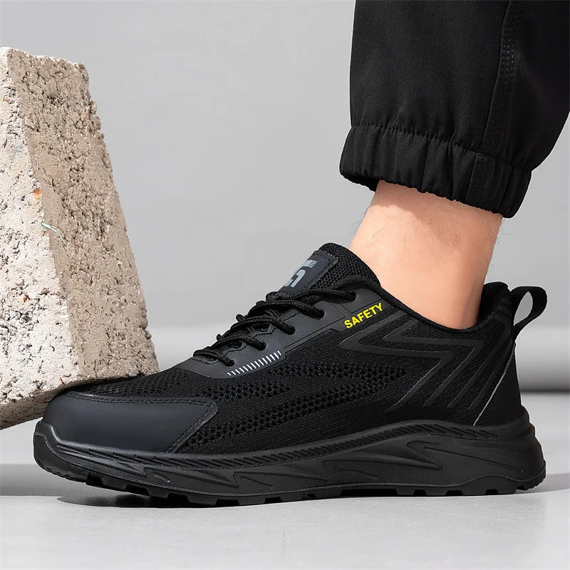 Summer Breathable Men Labor Shoes Lightweight Work Safety Boots Sneakers Anti Nail Indestructible Steel Toe Male Footwear