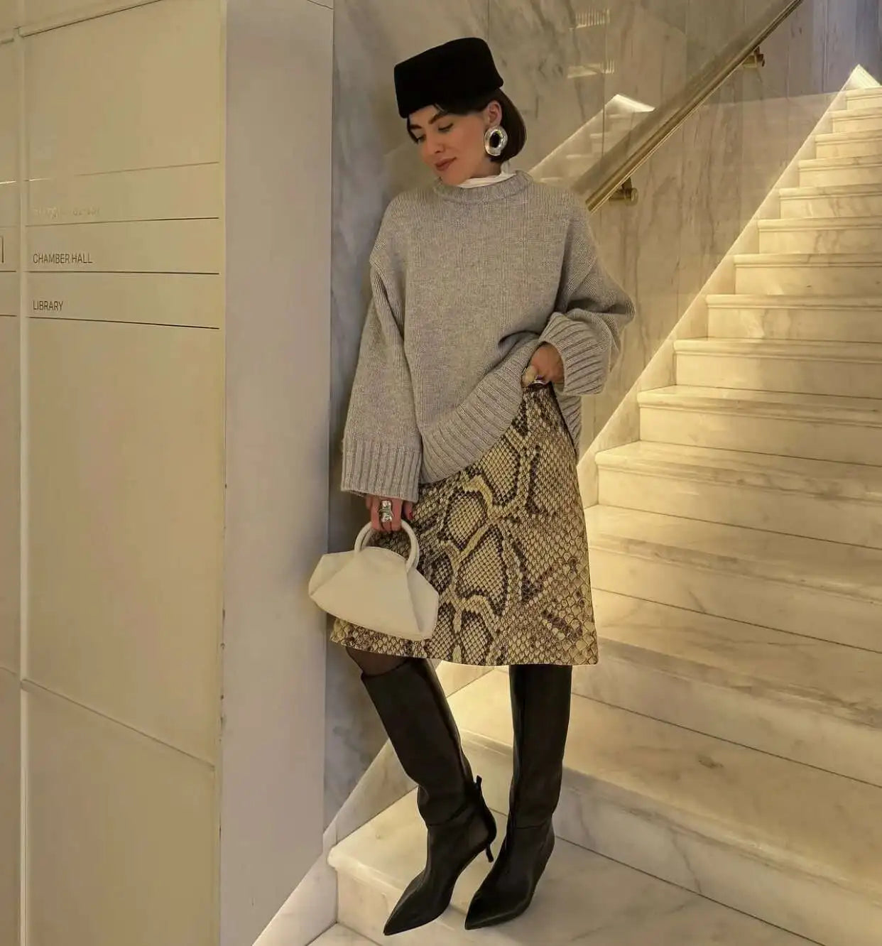 Snakeskin Printed Fashion Skirt Women's High Waist Slim Contrast Patchwork Commute Streetwear Female Vintage Y2k Skirt DDX8