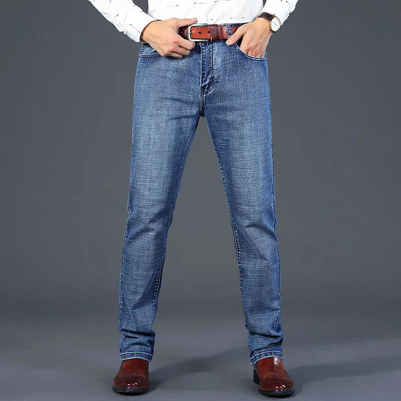2026 New Style Business Men's Jeans Casual Straight Stretch Fashion Classic Blue Black Work Pant Denim Trousers Male Clothing